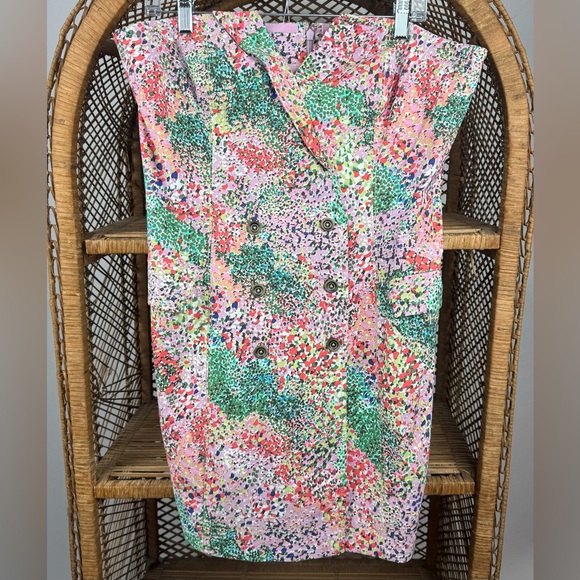 Maeve Strapless Blazer Mini Dress Green Confetti L NWT Anthropologie - Picture 5 of 7